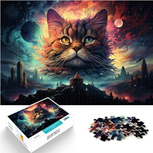 Puzzle für mysteriöse, farbenfrohe Höllenkatze, Puzzle für Erwachsene, 1000 Teile, Holzpuzzle, Lernspiele für Zuhause, DIY-Spielzeug, 1000 Teile (50 x 75 cm) von LGNBTGM