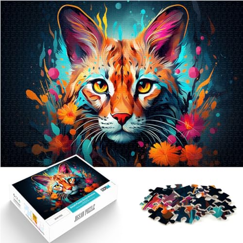 Puzzle für mysteriösen bunten Luchs, 1000 Teile, Puzzle-Geschenke, Holzpuzzle, Spielzeug, Puzzle, Lernspiele, Stressabbau-Puzzle, 1000 Teile (50 x 75 cm) von LGNBTGM