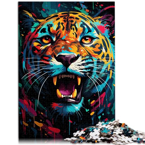 Puzzle für psychedelische Malerei mit Leopardenmuster, 1000 Teile, Puzzlespielzeug, Holzpuzzle als Geschenk für die ganze Familie, 1000 Teile (50 x 75 cm) von LGNBTGM