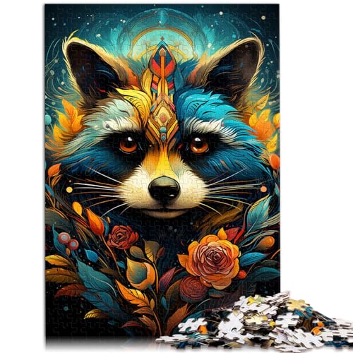 Puzzle für psychedelische Tier-Waschbär-Puzzles, 1000-teiliges Holzpuzzle, Familienaktivitäts-Puzzle, Lernspiele, 1000 Stück (50 x 75 cm) von LGNBTGM