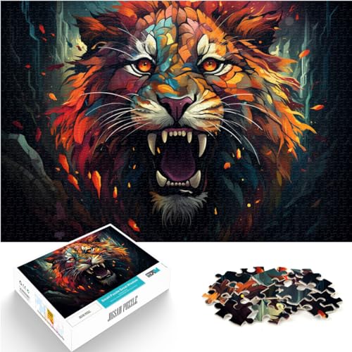 Puzzle für psychedelischen, farbenfrohen Löwen, Puzzle 1000 Teile, Holzpuzzle, Familienaktivität, Puzzle, Lernspiele, 1000 Teile (50 x 75 cm) von LGNBTGM