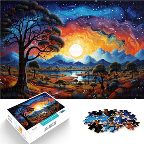 Puzzle für psychedelischen, farbenfrohen Sonnenuntergang, 1000 Teile, Premium-Puzzle aus Holz, anspruchsvolles, unterhaltsames Spiel für die ganze Familie, 1000 Teile (50 x 75 cm) von LGNBTGM