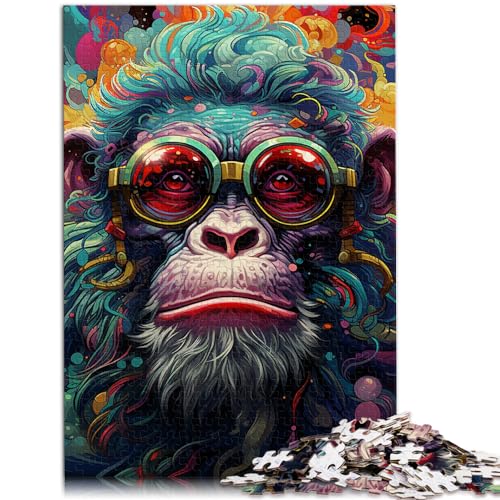 Puzzle für psychedelischen Affen für Erwachsene, 1000-teiliges Puzzle, Holzpuzzle, Spielzeug, Puzzle, Lernspiele, Stressabbau-Puzzle, 1000 Teile (50 x 75 cm) von LGNBTGM