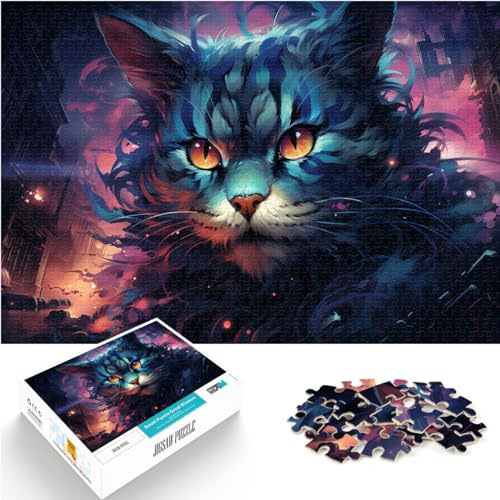 Puzzle für seltsame Riesenkatze, 1000 Puzzles für Erwachsene, 1000 Teile, Holzpuzzle, Familienaktivität, Puzzle, Lernspiele, 1000 Teile (50 x 75 cm) von LGNBTGM