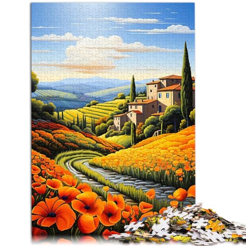 Puzzle für toskanische Felder, Puzzle 1000 Teile für Erwachsene, Holzpuzzle, Dekomprimieren, geistiges Lernspielzeug, 1000 Teile (50 x 75 cm) von LGNBTGM