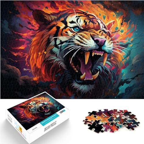 Puzzle für wütenden Tiger, Puzzle für Erwachsene, 1000 Teile, Holzpuzzle, ganze Familie, 1000 Teile (50 x 75 cm) von LGNBTGM