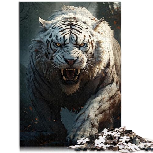 Puzzle schwarz-weißer Tiger, 1000 Teile, Premium-Puzzle aus Holz, jedes Teil ist einzigartig – anspruchsvolles, unterhaltsames Spiel für die ganze Familie, 1000 Teile (50 x 75 cm) von LGNBTGM