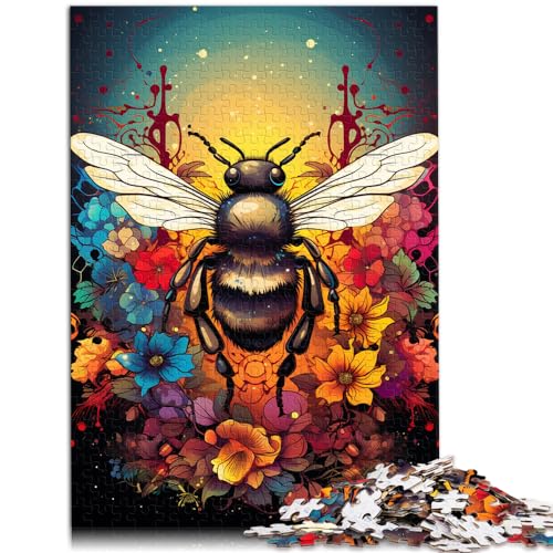 Puzzle zum Ausmalen, Biene, 300 Teile, Puzzle für Erwachsene, Holzpuzzle mit vollständig ineinander greifenden und zufällig geformten Teilen, 300 Teile (26 x 38 cm) von LGNBTGM