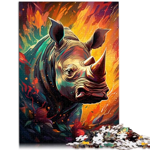 Puzzle zum Ausmalen, Nashorn, 1000 große Teile, Puzzle für Erwachsene, Holzpuzzle, jedes Teil ist einzigartig – anspruchsvolles, unterhaltsames Familienspiel, 1000 Teile (50 x 75 cm) von LGNBTGM