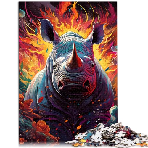 Puzzle zum Ausmalen, Nashorn, 1000-teiliges Puzzle für Erwachsene, Holzpuzzle, Familienaktivität, Puzzle, Lernspiele, 1000 Teile (50 x 75 cm) von LGNBTGM