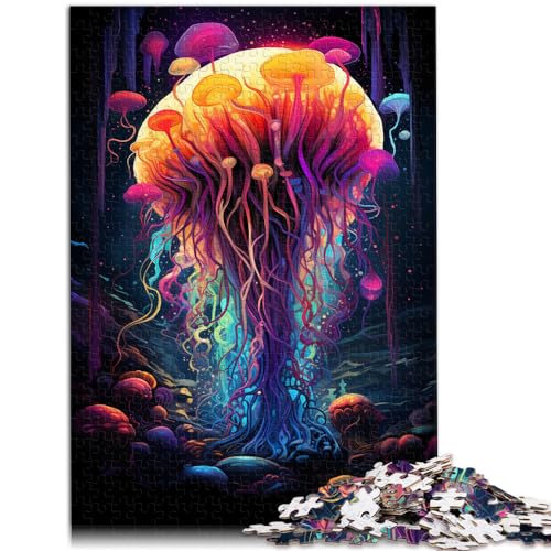 Puzzle zum Ausmalen, Quallen-Puzzle für Erwachsene, 1000 Puzzles, Holzpuzzle mit passendem Poster und Wissensblatt, 1000 Teile (50 x 75 cm) von LGNBTGM