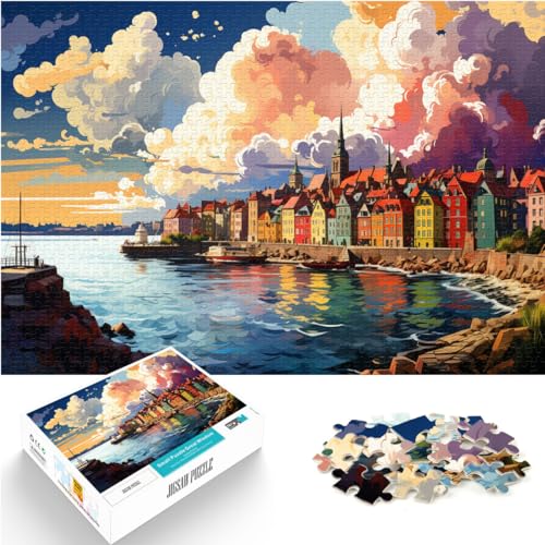 Puzzle zum Ausmalen, Schwedens Ostküste, Puzzle 1000 Teile für Erwachsene, schwieriges Holzpuzzle, schweres Puzzle 1000 Teile (50 x 75 cm) von LGNBTGM