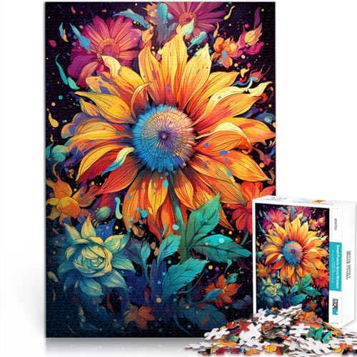 Puzzle zum Ausmalen, Sonnenblumen-Puzzle für Erwachsene, 500 Teile, Holzpuzzle mit vollständig ineinandergreifenden und zufällig geformten Teilen, 500 Teile (38 x 52 cm) von LGNBTGM