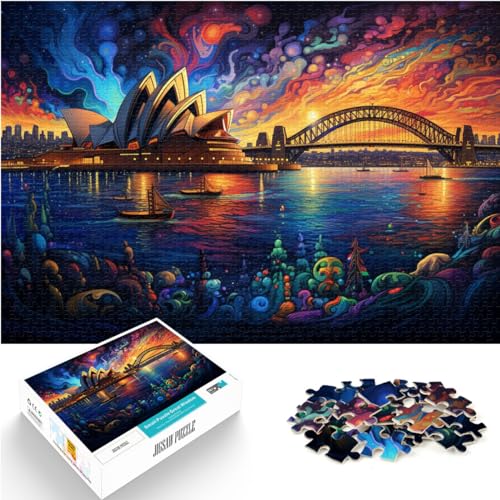 Puzzle zum Ausmalen, Sydney Opera House und Hafen, schwierige, anspruchsvolle Puzzles, 1000-teiliges Holzpuzzle, Spielzeug, Wanddekoration, 1000 Teile (50 x 75 cm) von LGNBTGM