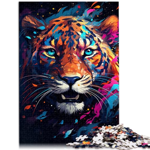 Puzzle zum Ausmalen, bunter Leopard, für Erwachsene, 1000 Teile, Holzpuzzle ganze Familie und die 1000 Teile (50 x 75 cm) von LGNBTGM