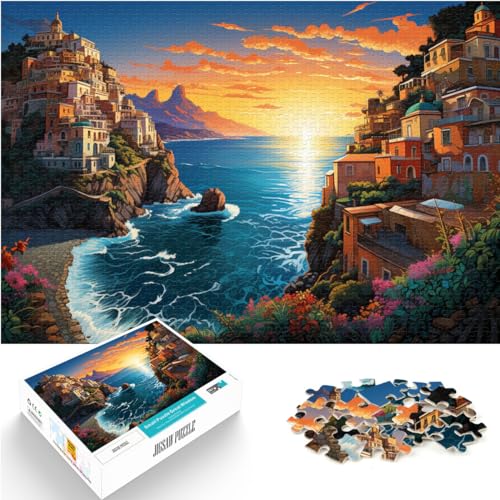 Puzzle zum Ausmalen der Amalfiküste, 1000 Teile, für Erwachsene, Holzpuzzle, Familienspiel, Stressabbau, schwieriges Herausforderungspuzzle, 1000 Teile (50 x 75 cm) von LGNBTGM