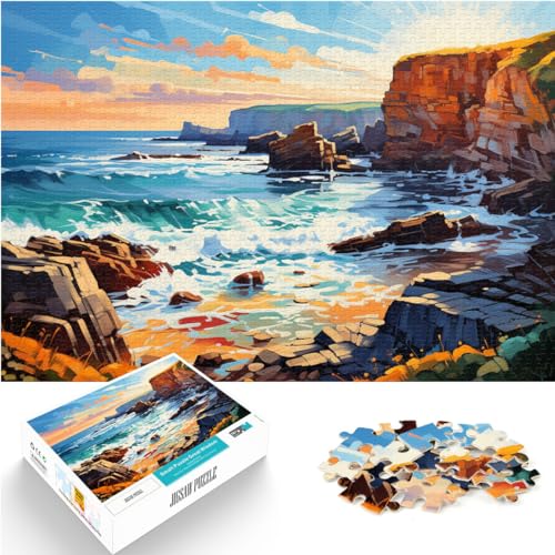 Puzzle zum Ausmalen der Küste von Cornwall, 300 Puzzleteile für Erwachsene, Holzpuzzle für anspruchsvolles Puzzlespiel und Familienspiel, 300 Teile (26 x 38 cm) von LGNBTGM