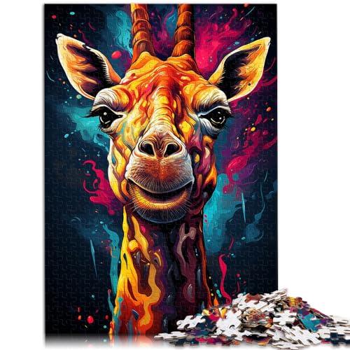 Puzzle zum Malen, farbige Giraffe, 1000-teiliges Puzzle für Erwachsene, Holzpuzzle, einzigartige Geburtstags, 1000 Teile (50 x 75 cm) von LGNBTGM