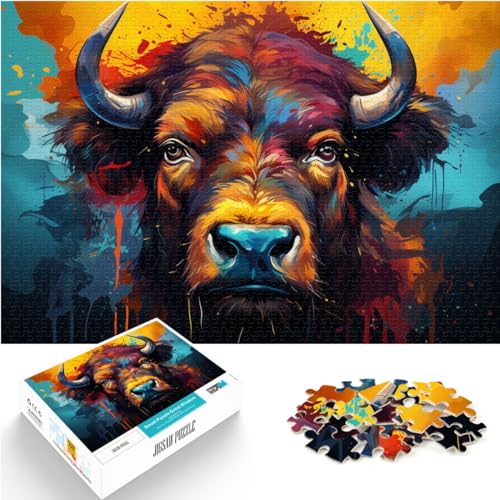 Puzzle zum Verschenken, Bison, 1000 Teile, Puzzle aus Holz, jedes Teil ist einzigartig – anspruchsvolles, unterhaltsames Spiel für die ganze Familie, 1000 Teile (50 x 75 cm) von LGNBTGM