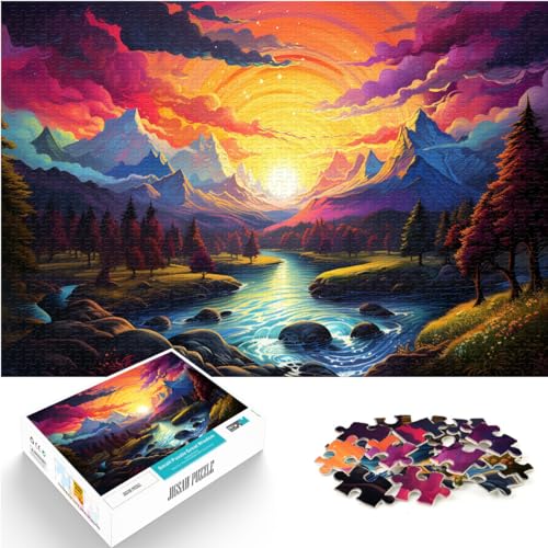 Puzzle zum Verschenken, Fantasievolle, farbenfrohe Landschaft, 1000 Teile, Holzpuzzle mit vollständig ineinander greifenden und zufällig geformten Teilen, 1000 Teile (50 x 75 cm) von LGNBTGM