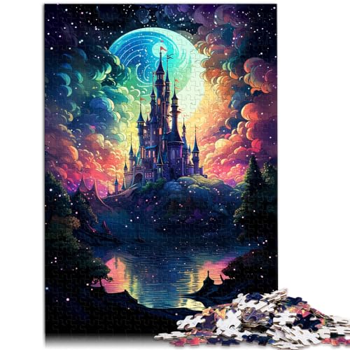 Puzzle zum Verschenken, farbenfrohe psychedelische Nacht im Fantasy-Schloss, 1000 Teile, Puzzle aus Holz für Erwachsene, anspruchsvolles Spiel, 1000 Teile (50 x 75 cm) von LGNBTGM