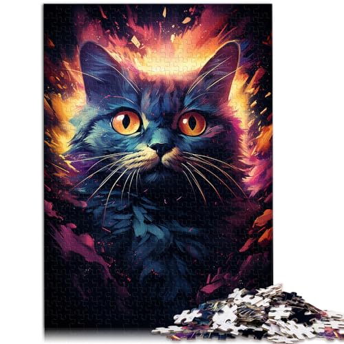 Puzzles, Geschenke, Spielzeug, Seltsame psychedelische kleine Schwarze Katze, Puzzles für Erwachsene, 300 Puzzle-Spielzeug, Holzpuzzle, Familienpuzzlespiel, 300 Teile (26 x 38 cm) von LGNBTGM