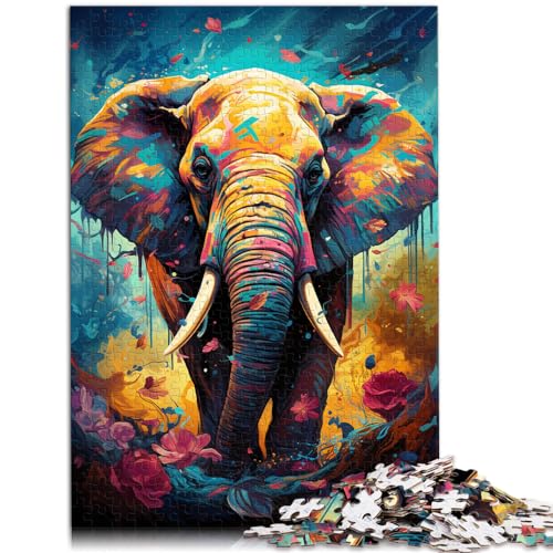 Puzzles, Geschenke, Spielzeug, farbenfrohes Elefantengemälde, Puzzles aus Holz mit 1000 Teilen, anspruchsvolles, unterhaltsames Spiel für die ganze Familie, 1000 Teile (50 x 75 cm) von LGNBTGM
