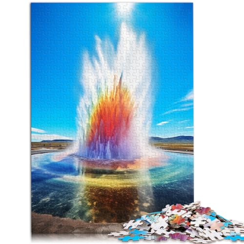 Puzzles, Geschenke, Spielzeuge: Die farbenfrohe Psychedelie des Geysirs. Geysir-Puzzle für Erwachsene, 300 Stück, Holzpuzzle, Spaß für die ganze Familie, Puzzles von LGNBTGM