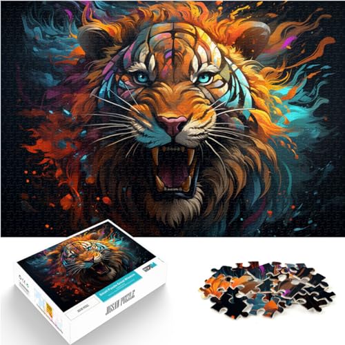 Puzzles, farbenfrohe, künstlerische Tiger-Puzzles, 1000 Teile, Holzpuzzle, Spaß für zu Hause, Aktivitäten, Geburtstagsgeschenk, Reisegeschenke, 1000 Stück (50 x 75 cm) von LGNBTGM