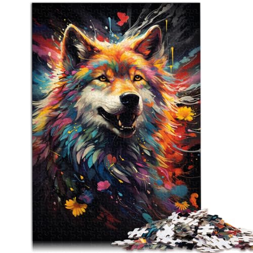 Puzzles, farbenfrohe Fantasiezeichnung, Wolf, 300-teiliges Puzzle, Holzpuzzle, Spaß für Aktivitäten zu Hause, Geburtstagsgeschenk, Reisegeschenk, 300 Teile (26 x 38 cm) von LGNBTGM