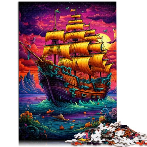 Puzzles Bunte Piratenschiff-Puzzles für Erwachsene 1000-teiliges Holzpuzzle-Spielzeug Puzzles Lernspiele Stressabbau-Puzzles 1000 Stück (50 x 75 cm) von LGNBTGM