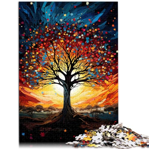 Puzzles Buntes Fantasie-Sternenhimmel-Baum-Puzzle 500 Teile für Erwachsene Holzpuzzle Weihnachtswunschliste mit Weihnachtsmann 500 Stück (38 x 52 cm) von LGNBTGM