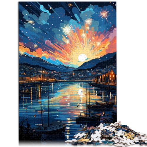 Puzzles Farbenfrohes Puzzle „Der Hafen von Bergen“ aus Holz, 1000 Teile. anspruchsvolles, unterhaltsames Spiel für die ganze Familie. 1000 Teile (50 x 75 cm) von LGNBTGM