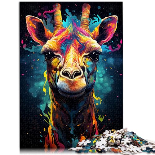 Puzzles Geschenk Farbmalerei Giraffe Puzzle für Erwachsene 1000 Teile Holzpuzzle Spielzeug Puzzles Lernspiele Stressabbau Puzzles 1000 Stück (50x75cm) von LGNBTGM