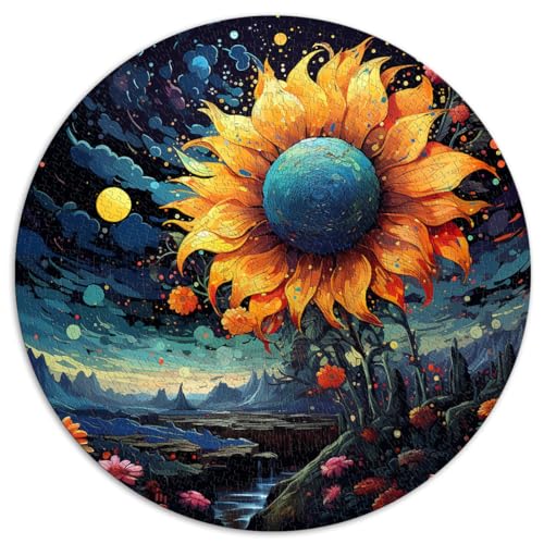 Puzzles Geschenke Spielzeug Sonnenblume Erde Weltraum Puzzle für Erwachsene 1000 Teile 67,5x67,5cm Präzisionsschnitt Puzzle Spielzeug Denkspiel von LGNBTGM