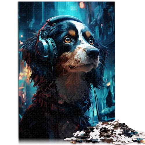 Puzzles Lernspiele EIN Hund mit Brille und Halsband Puzzle für Erwachsene 1000 Teile Holzpuzzle Familienspaß Puzzles 1000 Teile (50x75cm) von LGNBTGM