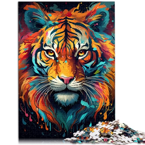 Puzzles Wildes Gemälde eines exotischen Tigers, 1000-teiliges Puzzle aus Holz, anspruchsvolles, unterhaltsames Spiel für die ganze Familie, 1000 Teile (50 x 75 cm) von LGNBTGM