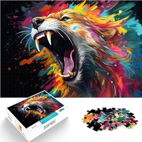 Puzzles als Geschenke, Psychedelic Color Wolf, 1000-teiliges Puzzle, Holzpuzzle, dekomprimierendes geistiges Lernspielzeug, 1000 Teile (50 x 75 cm) von LGNBTGM