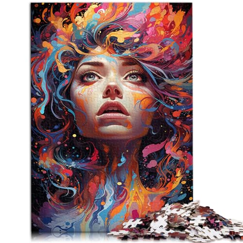 Puzzles als Geschenke: Bunte psychedelische Frau, 1000-teiliges Puzzle aus Holz, schwierige und schwere Puzzles für Frauen und Männer, 1000 Teile (50 x 75 cm) von LGNBTGM