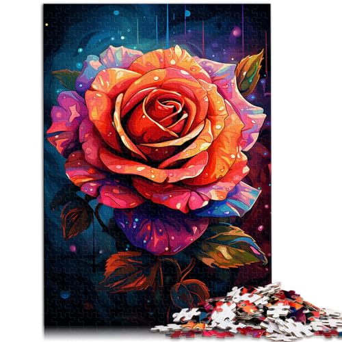 Puzzles für „Die farbenfrohe Psychedelie der kosmischen Rosen“ für Erwachsene, 1000-teiliges Puzzle, Holzpuzzle zum Stressabbau, schwierige Herausforderung, 1000 Teile (50 x 75 cm) von LGNBTGM