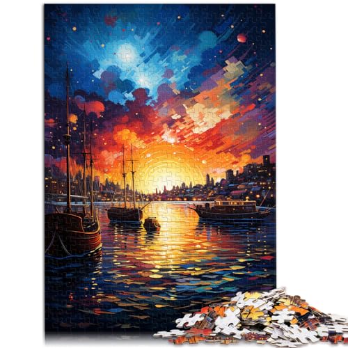 Puzzles für „Die farbenfrohe Psychedelie des Osloer Hafens“, Puzzle für Erwachsene, 1000 Holzpuzzles, Familienaktivitätspuzzle, Lernspiele, 1000 Teile (50 x 75 cm) von LGNBTGM