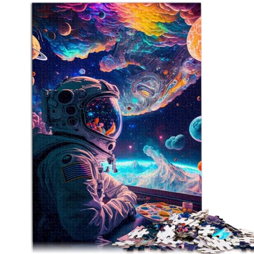 Puzzles für Astronauten, die Pizza Essen, 1000-teiliges Puzzle für Erwachsene, schwierige Holzpuzzles für Frauen und Männer, 1000 Teile (50 x 75 cm) von LGNBTGM