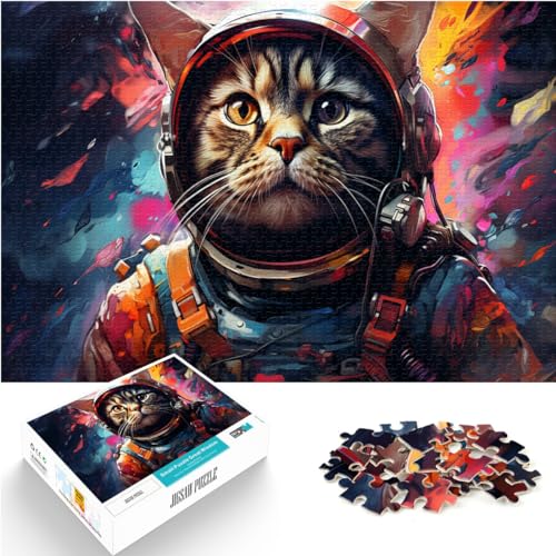 Puzzles für Astronautenkatze, Puzzles für Erwachsene, 1000-teiliges Puzzle, Holzpuzzle als Geschenk für die ganze Familie, 1000 Teile (50 x 75 cm) von LGNBTGM