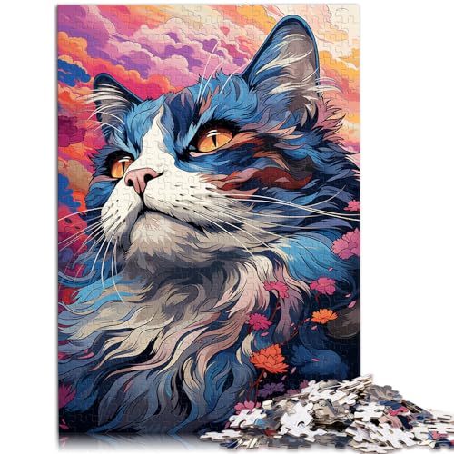 Puzzles für Bunte exotische Sakura-Katze 1000 Teile Puzzle Holzpuzzle Familienspiel Stressabbau Schwieriges Herausforderungspuzzle 1000 Teile (50x75cm) von LGNBTGM