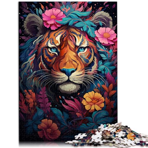 Puzzles für Bunter Psychedelischer Fantasy-Blumentiger für Erwachsene, 1000-teiliges Puzzle, Lernspiele, Holzpuzzle, gutes Geschenk für 1000 Teile (50 x 75 cm) von LGNBTGM