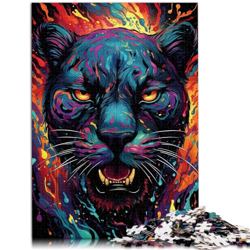 Puzzles für Erwachsene, farbenfrohe Kritzeleien, schwarzer Panther, 300-teiliges Holzpuzzle, anspruchsvoll, Aber unterhaltsam und humorvoll, 300 Teile (26 x 38 cm) von LGNBTGM