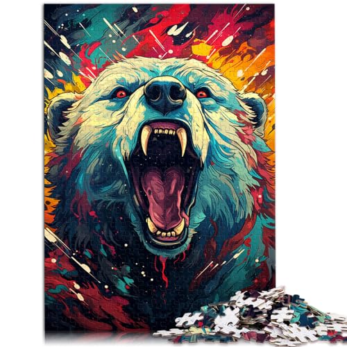 Puzzles für Erwachsene, farbenfrohes, psychedelisches Neon-Eisbär-Puzzle mit 1000 Teilen, Holzpuzzle zum Stressabbau, schwierige Herausforderung, 1000 Teile (50 x 75 cm) von LGNBTGM