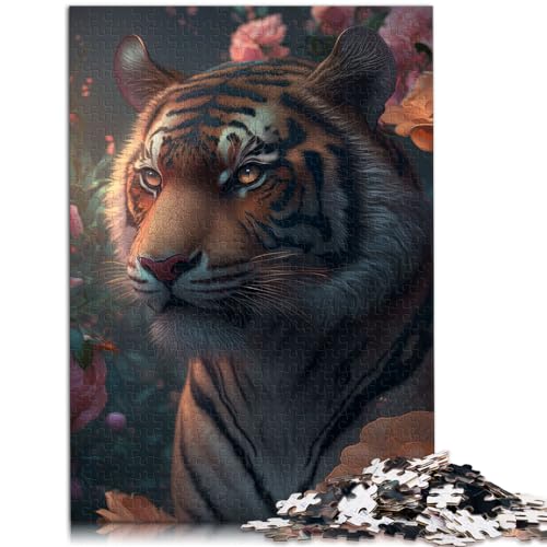 Puzzles für Fantasy Floral Tiger, 1000-teiliges Puzzle aus Holz, jedes Teil ist einzigartig – anspruchsvolles, unterhaltsames Spiel für die ganze Familie, 1000 Teile (50 x 75 cm) von LGNBTGM