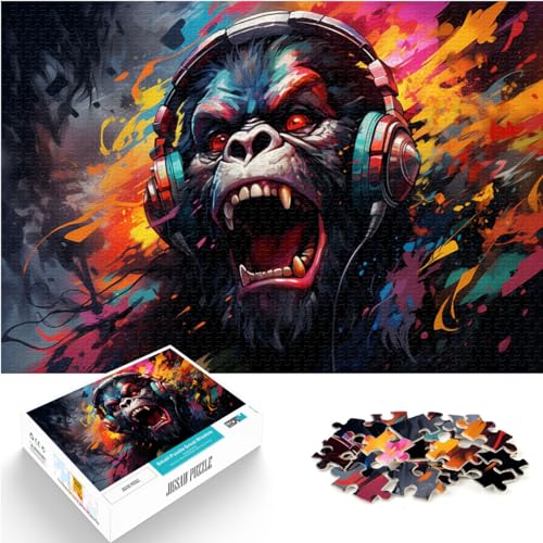 Puzzles für Orang-Utans, die Musik hören. Puzzle für Erwachsene, 1000 Teile, Holzpuzzle, interessantes Puzzle zur Stressreduzierung, 1000 Teile (50 x 75 cm) von LGNBTGM