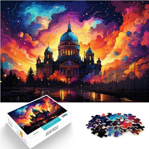 Puzzles für Puzzle „Die farbenfrohe Psychedelie der Kathedrale von Helsinki“, 300-teiliges Puzzle aus Holz, Familienaktivität, Puzzles 300 Teile (26 x 38 cm) von LGNBTGM